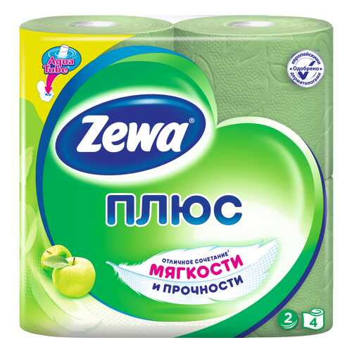Туалетная бумага Zewa Плюс Яблоко, 2 слоя, 4 рулона в Парфюм-Лидер