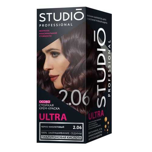 Комплект ULTRA для окрашивания волос STUDIO PROFESSIONAL 2.06 черно-фиолетовый 2*50+15 мл в Парфюм-Лидер