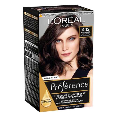 Краска для волос LOreal Paris Preference оттенок 4,12 Монмартр в Парфюм-Лидер